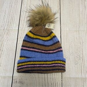 Aerie Multicolor Striped Beanie with Pom-Pom